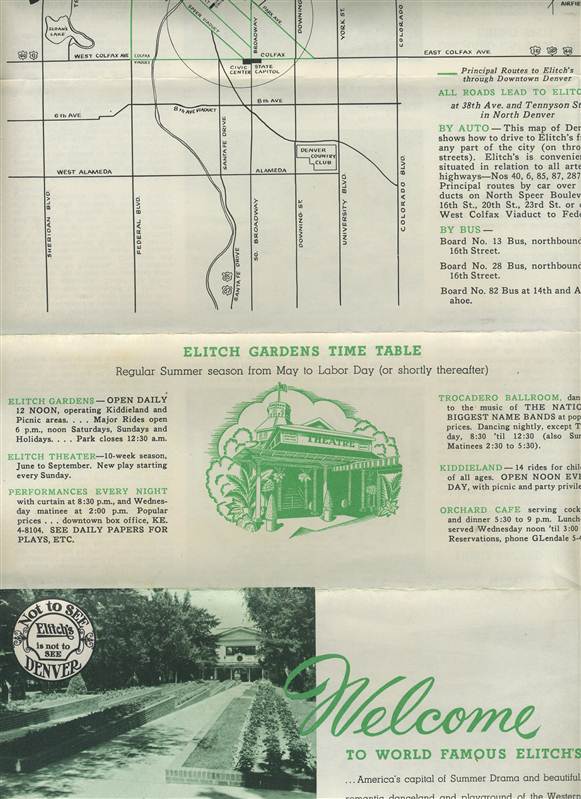 Elitchs Gardens Denver Colorado 1950s Brochure Rollercoaster On