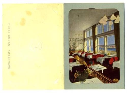 Hotel Codan Menu Copenhagen Denmark 1940's