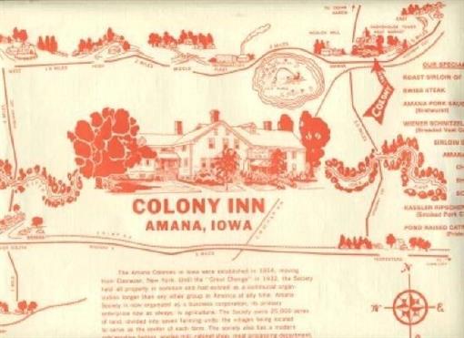 The Colony Inn Paper Placemat Amana Iowa eBay