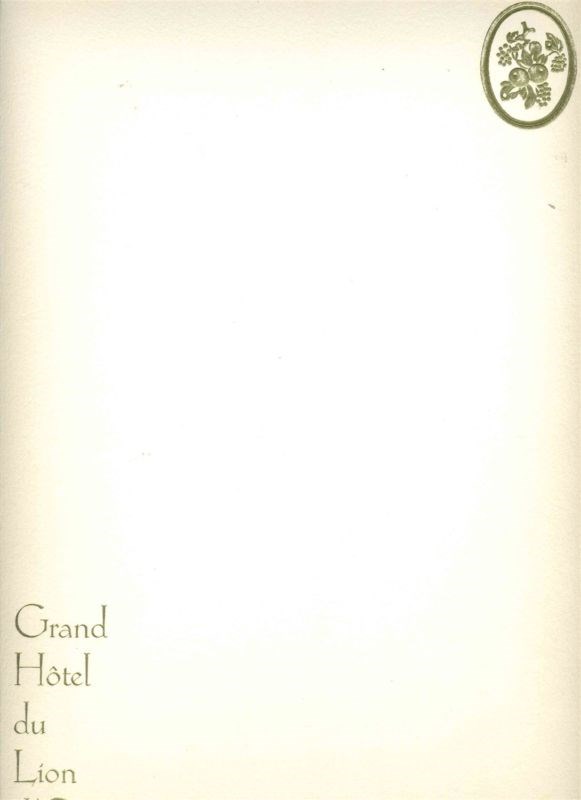 Grand Hotel du Lion D'Or Chef signed Menu Romorantin ...