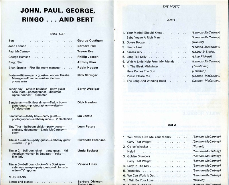 Купить 1970-79 John Paul George Ringo and Bert Lyric Theatre Program ...