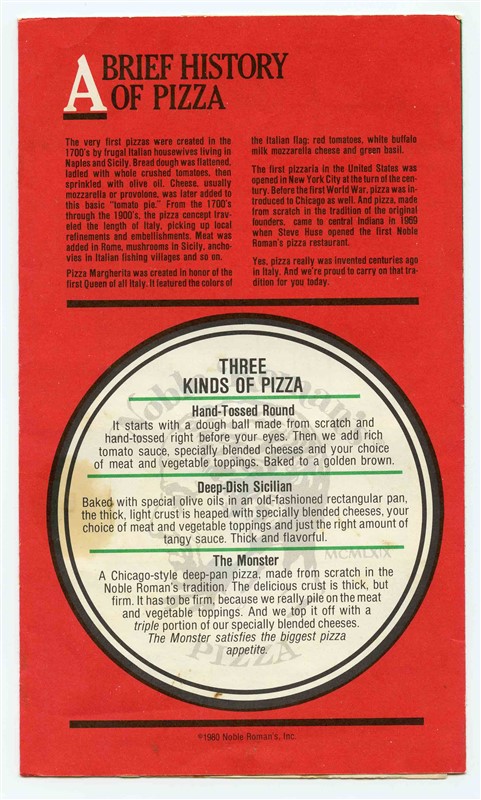 Noble romans pizza menu pennsylvania & green river road ...
