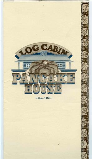 Log Cabin Pancake House Menu Business Card Pigeon Forge