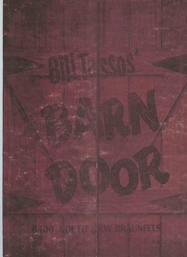 Bill Tassos Barn Door Menu 1960 S San Antonio Texas Free 72 Oz