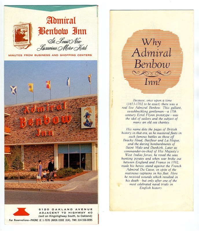 Admiral Benbow Inn Brochures St Louis Missouri 1950S