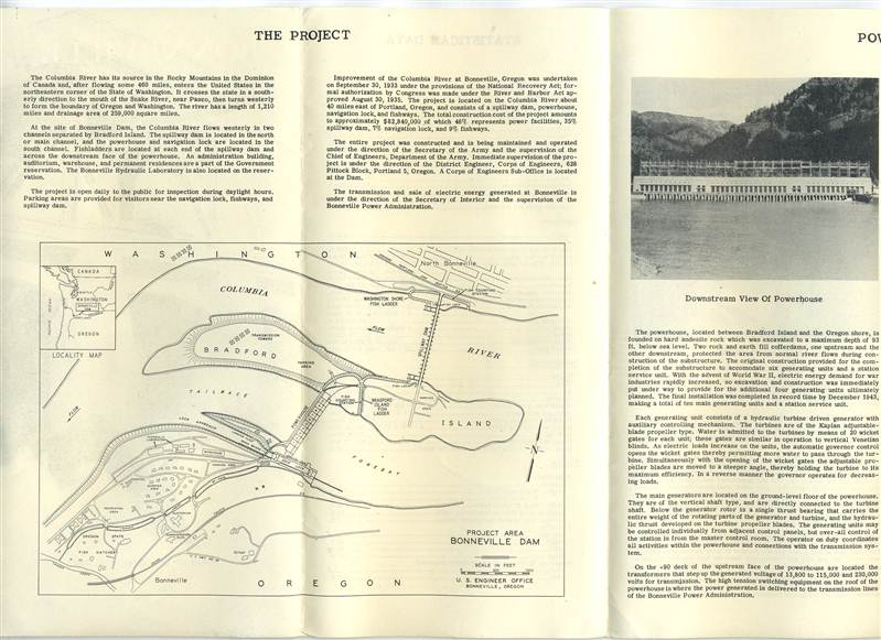 1950 Bonneville Dam Brochure Washington Oregon Corps of Engineers 