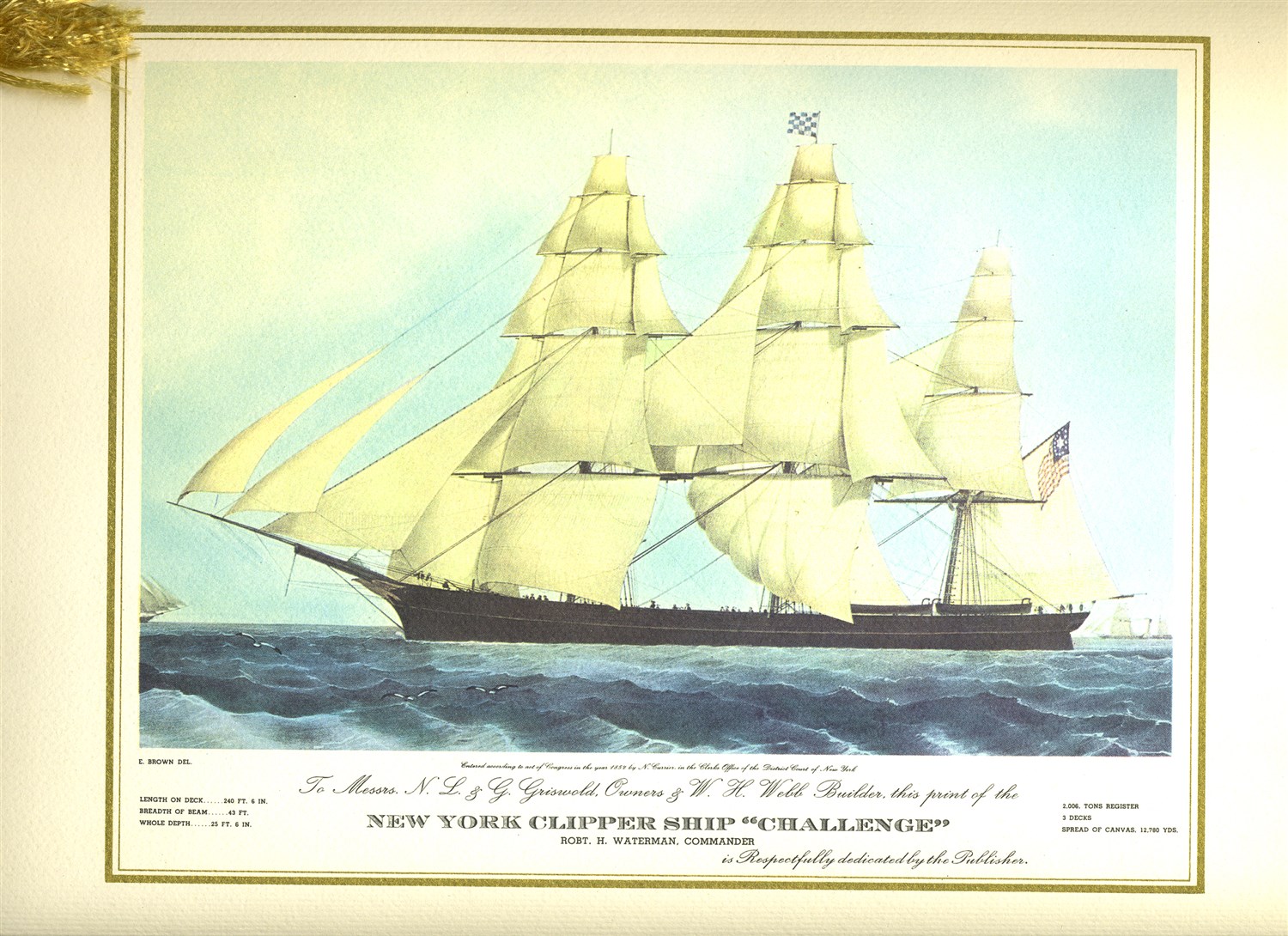   American World Airways Menu Clipper SHIP Challenge Currier Ives