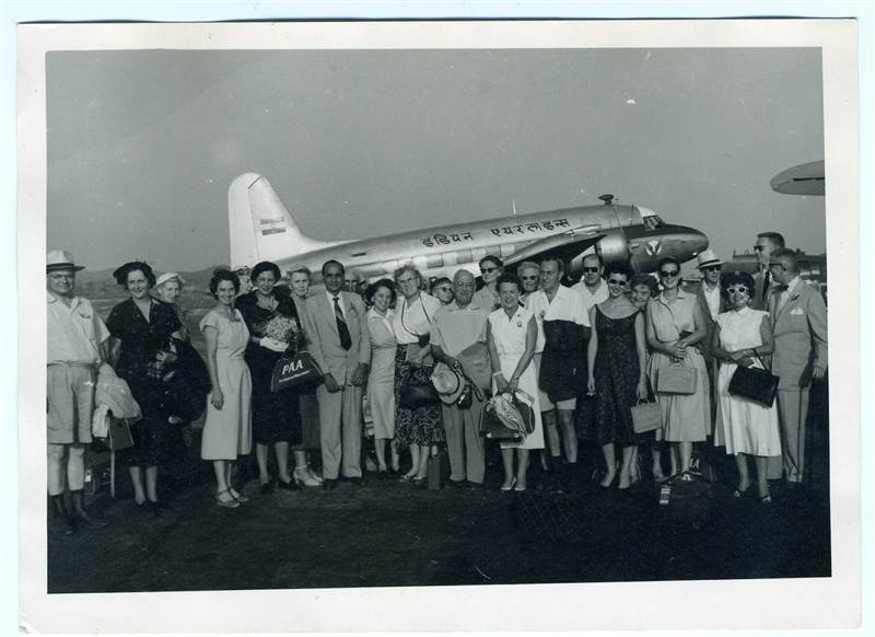 Travel Group Photo Indian Airlines DC 3 1950S
