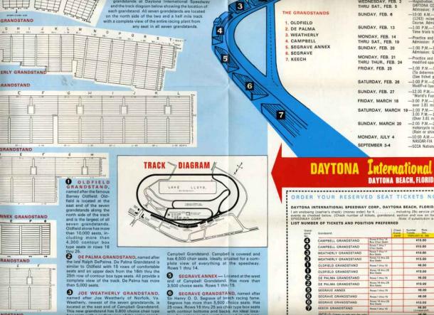 1966 Daytona 500 Brochure Schedule Seating Chart Bill France