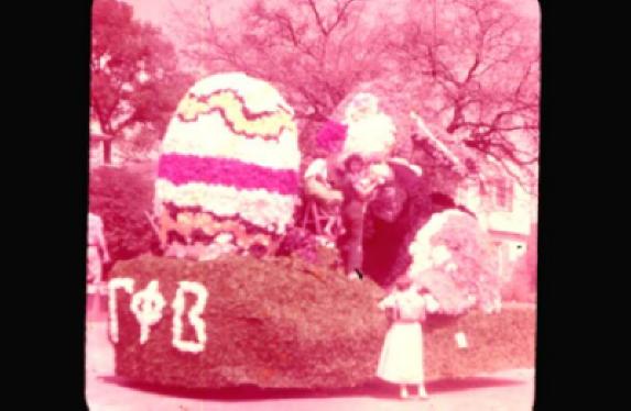 gamma phi beta parade float homemade glass slide