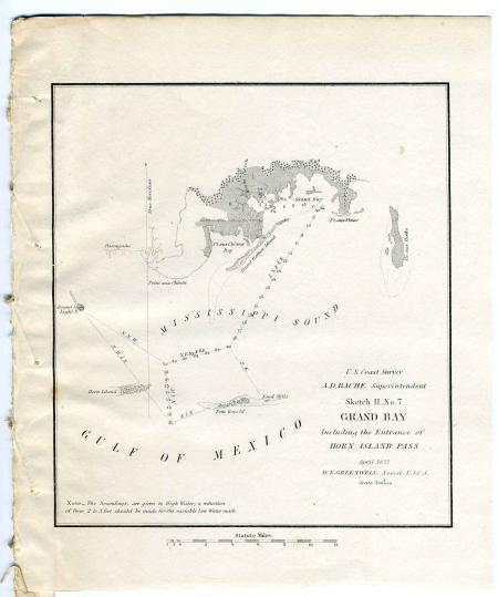 Grand Bay Map Horn Island Pass 1851 Mississippi Sound