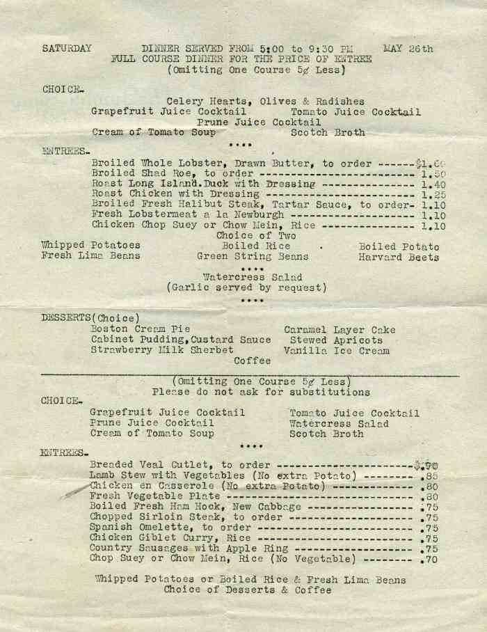 The Jumble Shop Restaurant Menu New York City 1930S