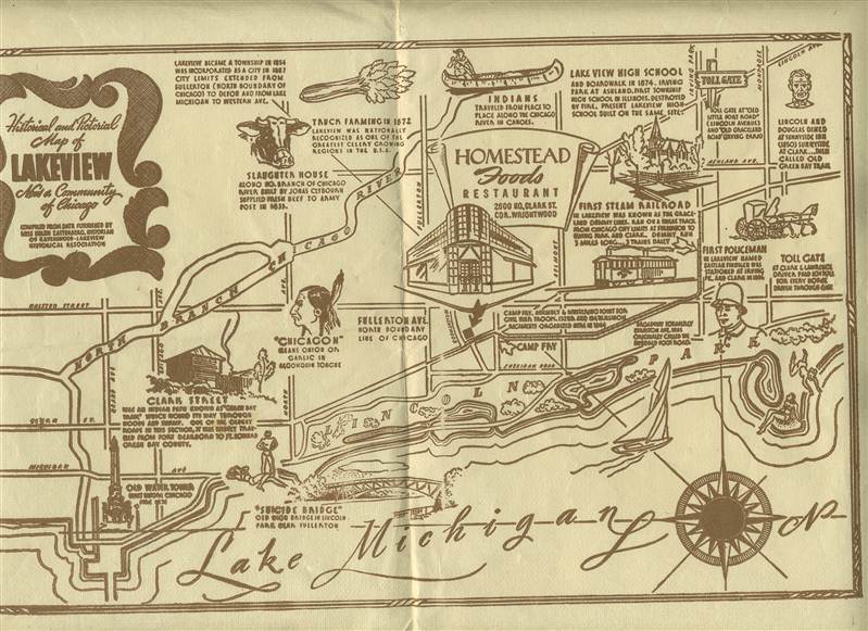 Homestead Foods Restaurant Placemat Lakeview Illinois 1950S