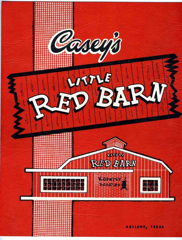 Casey S Little Red Barn Menu Abilene Texas 1961 Folger S Coffee By