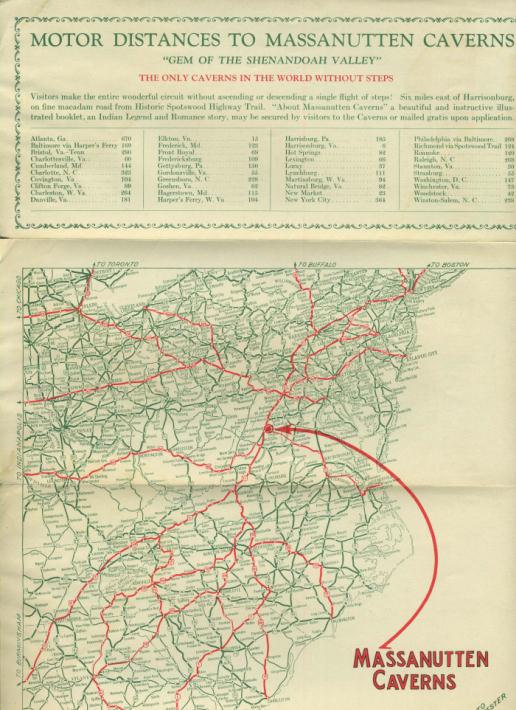 Road Guide to Massanutten Caverns Harrisonburg VA 1931