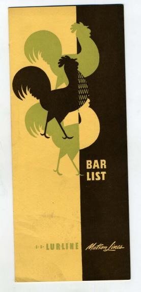 SS Lurline Bar List Matson Lines 1959