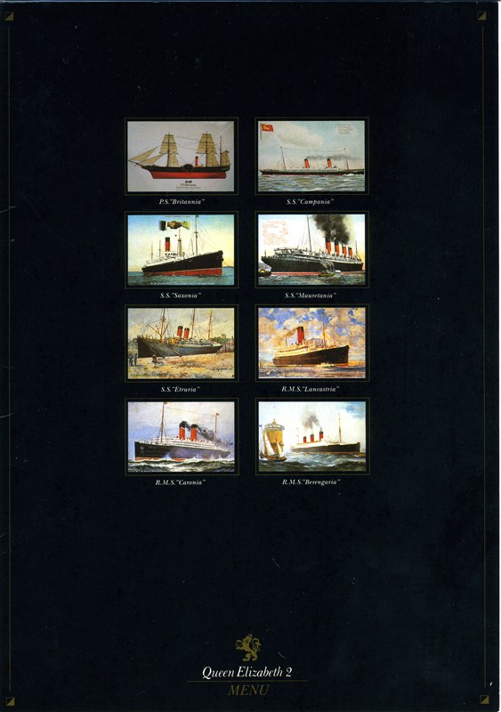 Cunard Lines Queens Grill Menus Set Queen Elizabeth 2