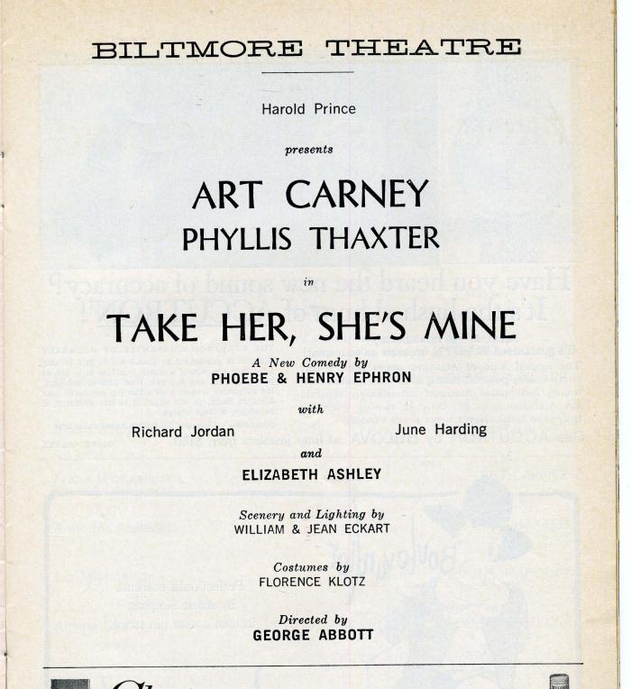 take her she s mine playbill art carney 1962